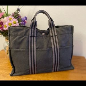 HERMES Navy Fourre Canvas GM Tote Bag X-Large 💯 AUTHENTIC